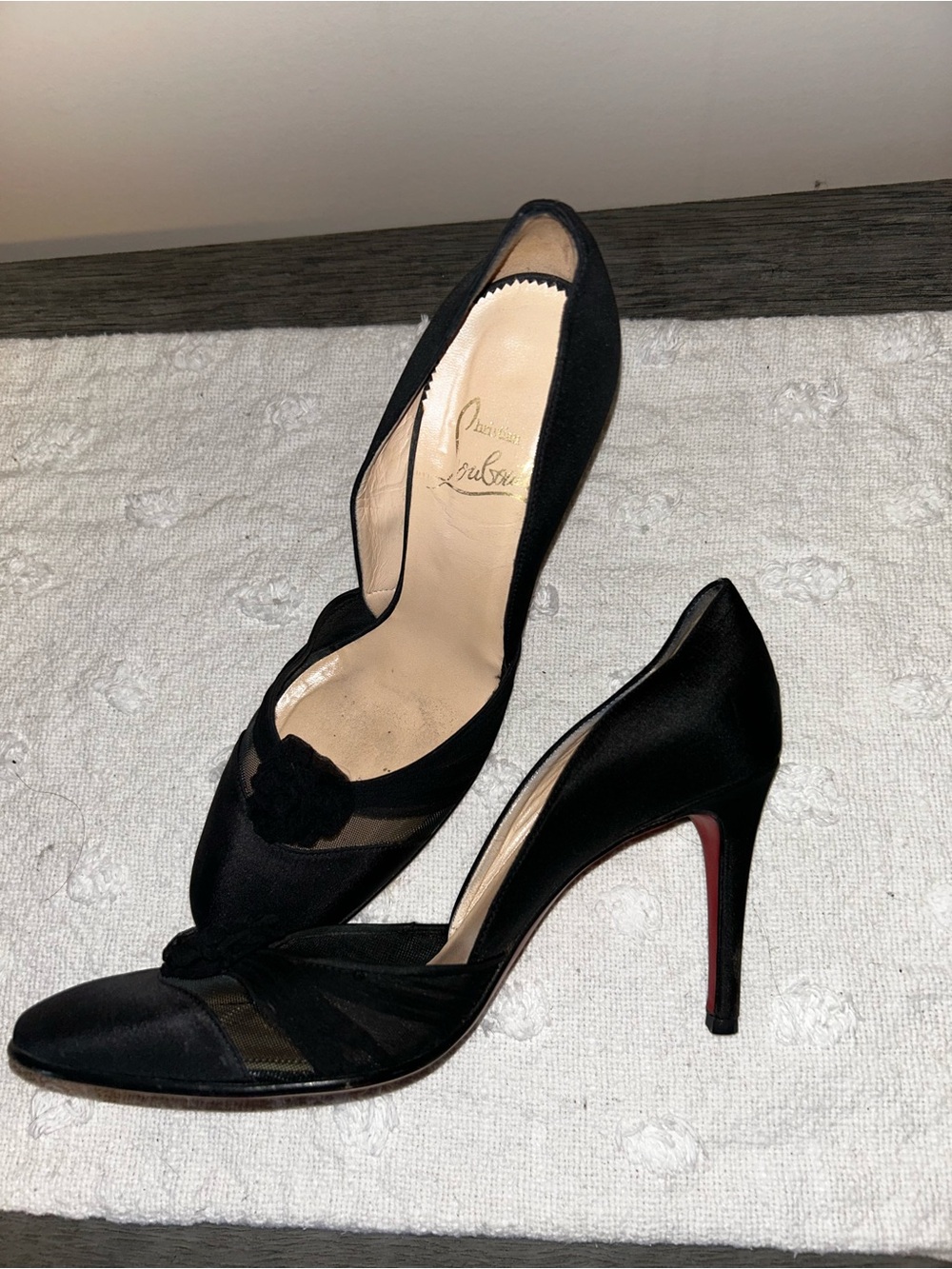 RARE ✨ Christian Louboutin Black Satin Pumps with Red Sole